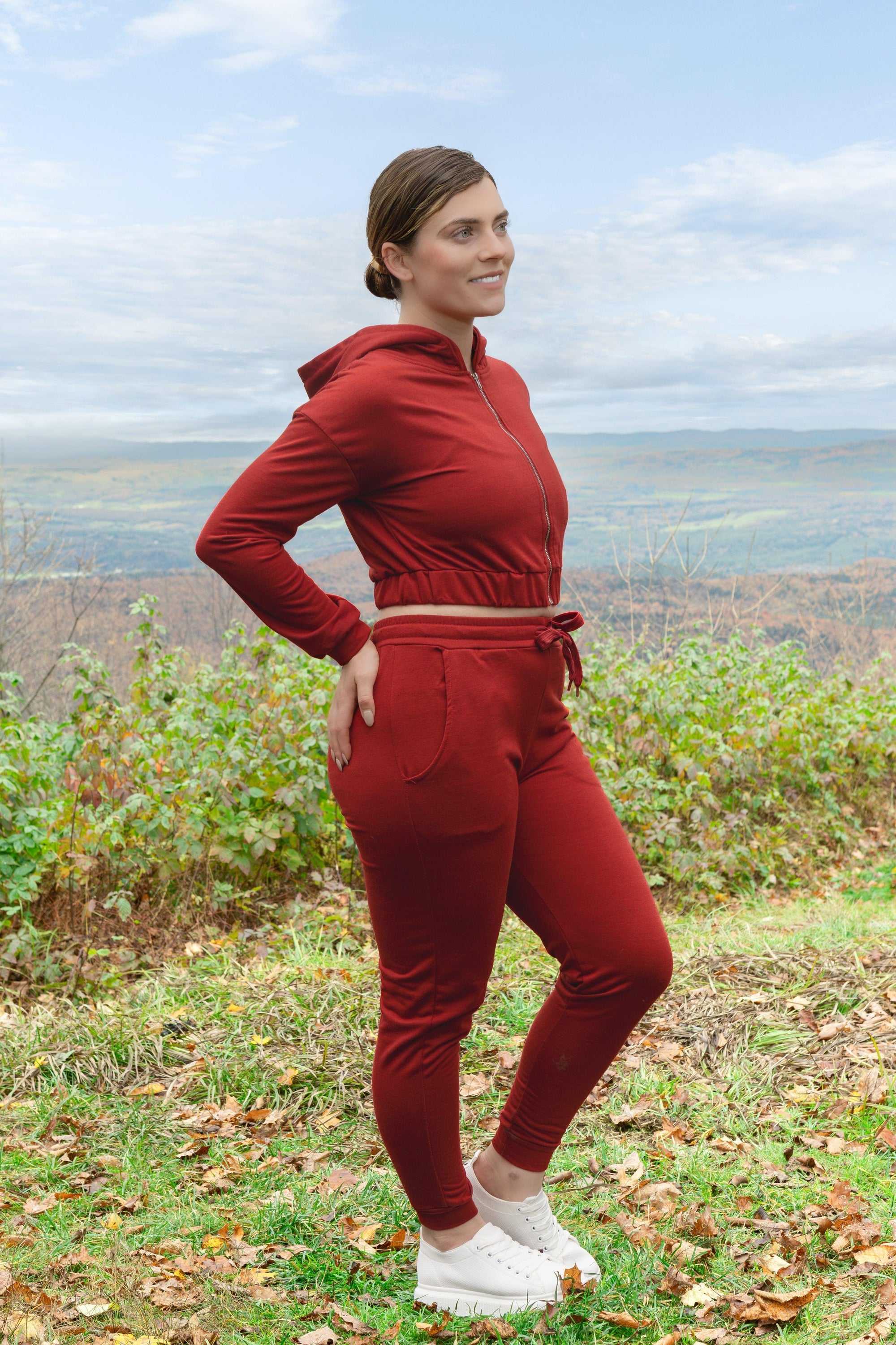 Ensemble Femme 3 Pièces – Cami Court, Veste Zippée & Jogging en French Terry