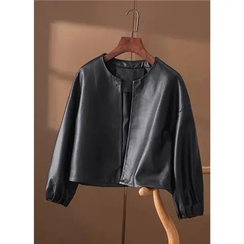 Veste Cuir Femme Courte - Blouson Simili Cuir Printemps Automne