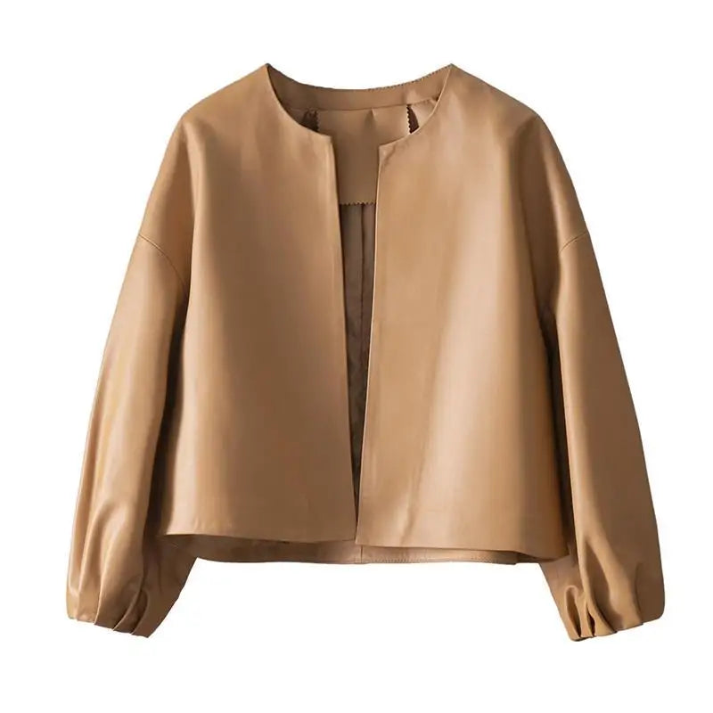 Veste Cuir Femme Courte - Blouson Simili Cuir Printemps Automne