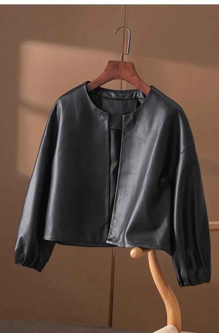 Veste Cuir Femme Courte - Blouson Simili Cuir Printemps Automne