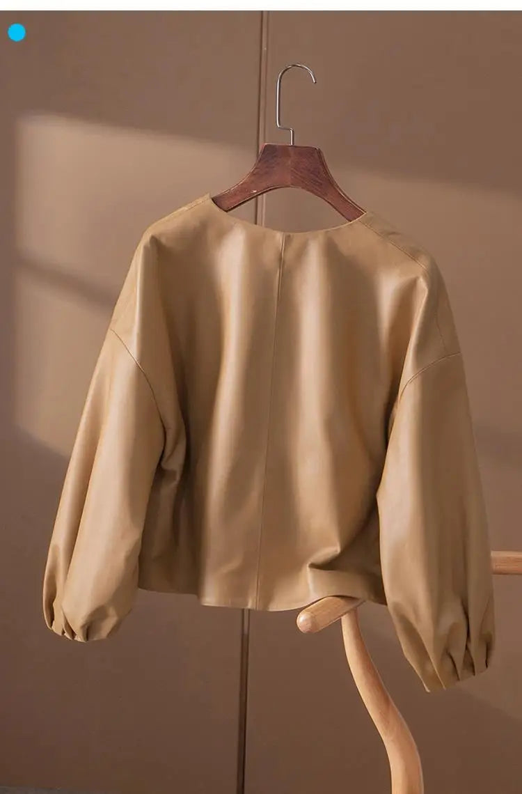 Veste Cuir Femme Courte - Blouson Simili Cuir Printemps Automne