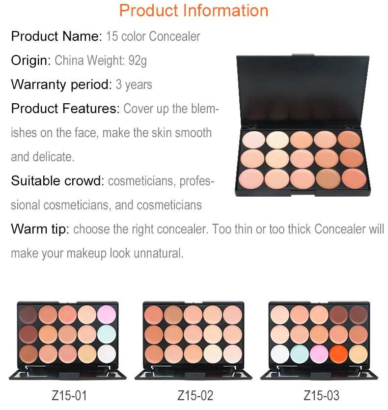 Palette Correcteur 15 Couleurs - Anticerne Camouflage Professionnel Contouring