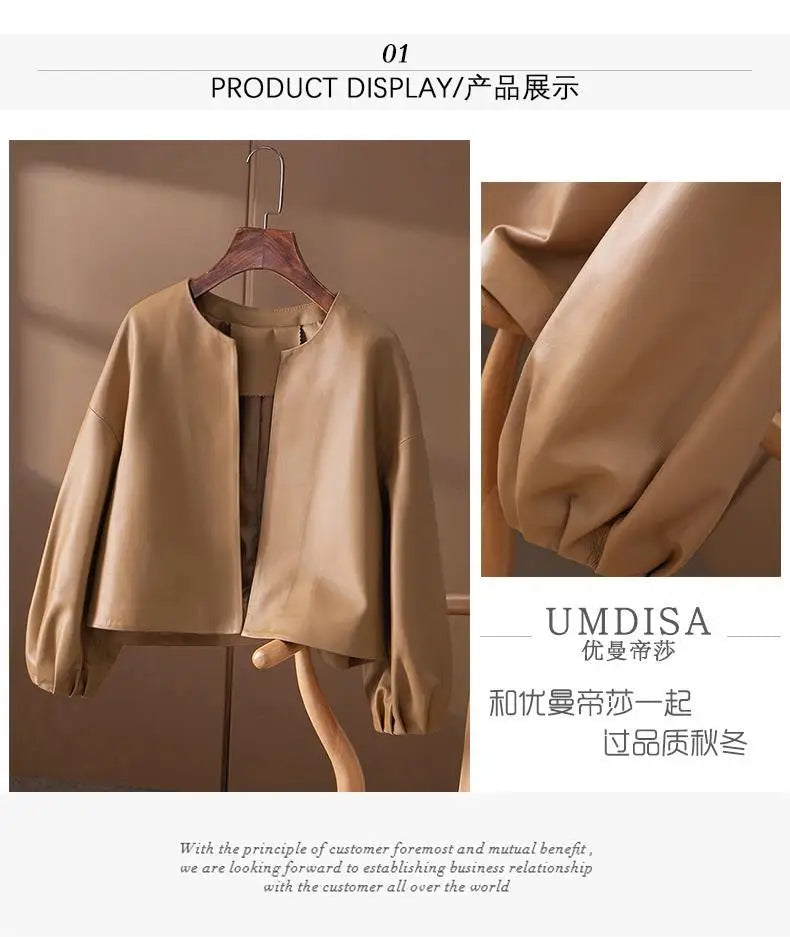 Veste Cuir Femme Courte - Blouson Simili Cuir Printemps Automne