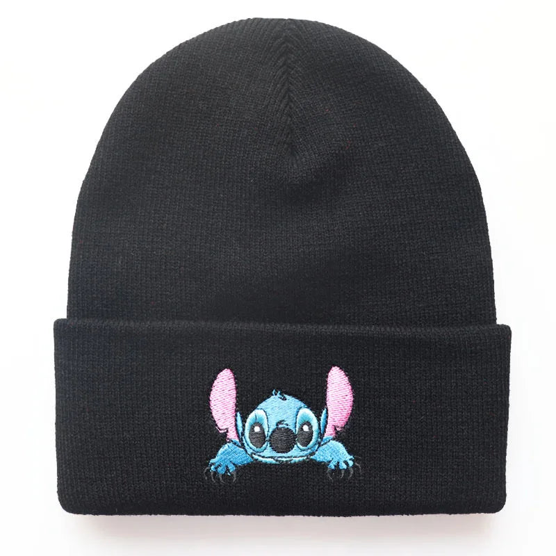 New Stitch Men Women Hat Fall Winter Trend Cartoon Woolen Hat Embroidery Student Knitted Hat Thermal Pullover Hat Children Gift