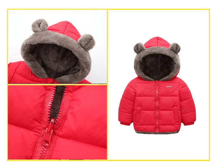 Veste Enfant Épaisse à Capuche - Manteau Chaud Garçon Fille 2-6 Ans