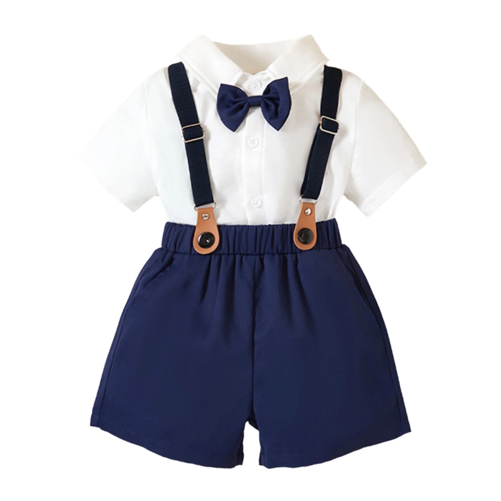 Costume Garçon Élégant – Ensemble 4 pièces (Chemise, Gilet, Short & Noeud Papillon) | Tenue Mariage, Anniversaire & Cérémonie (7-13 ans)