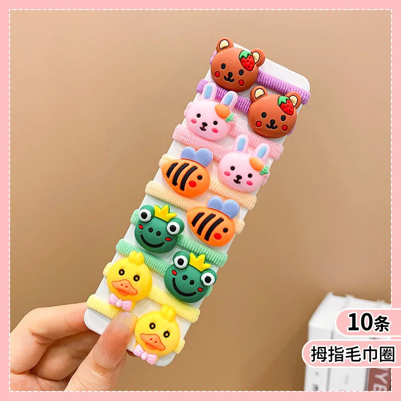Lot de 10 Élastiques Cheveux Enfant – Colorés, Élastiques et Accessoires Mignons pour Filles