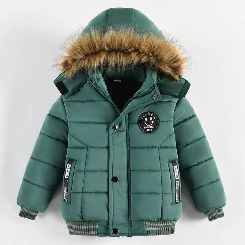 Veste Enfant Col Fourrure - Manteau Hiver Chaud à Capuche 2-6 Ans