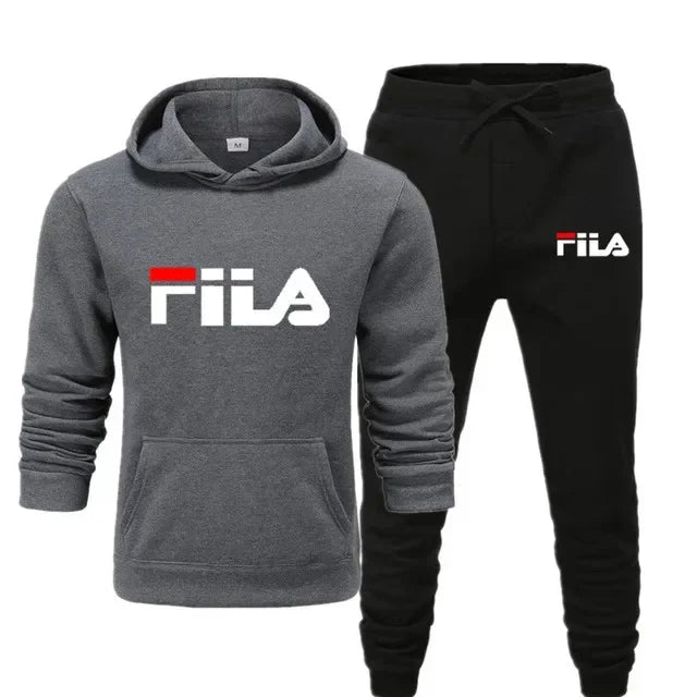 A new men's Spring and Autumn 2025 pullover hoodie + sweatpants two-piece fitness, fashion and casual jogging set