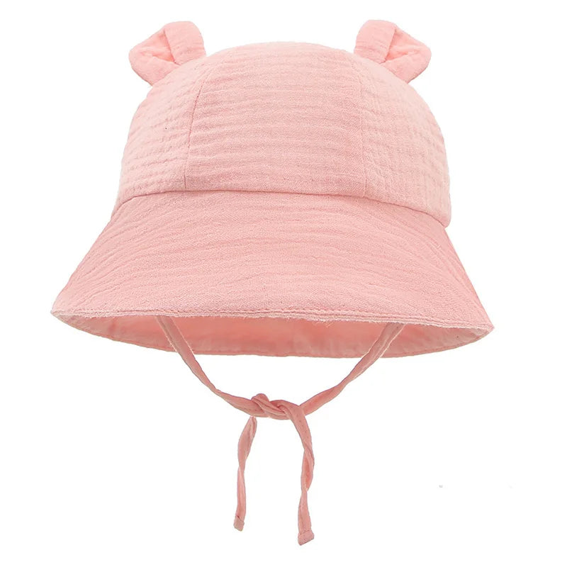 Chapeau Bébé en Coton – Casquette Bob avec Oreilles 🐻 | Protection Soleil – 3 à 12 mois