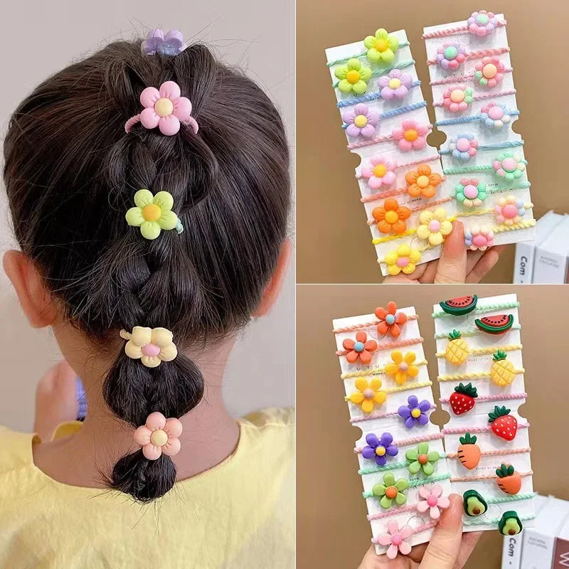 Lot de 10 Élastiques Cheveux Enfant – Colorés, Élastiques et Accessoires Mignons pour Filles