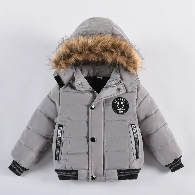 Veste Enfant Col Fourrure - Manteau Hiver Chaud à Capuche 2-6 Ans