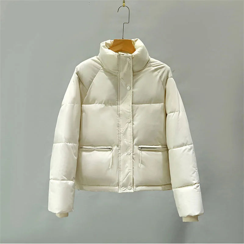 Manteau d'Hiver Femme Matelassé 2025 - Parka Courte Col Montant Chaud