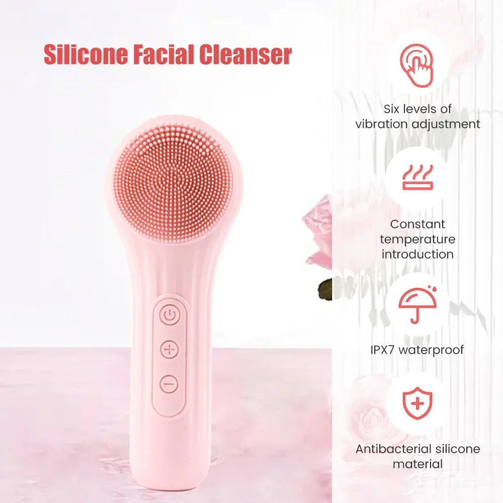 Brosse Nettoyante Faciale Sonique en Silicone - Massage Vibrant Waterproof