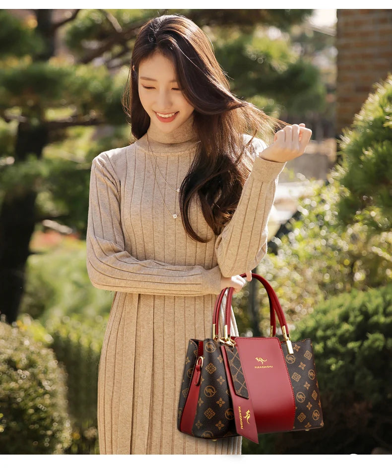 Sac à Main Femme Grande Capacité - Cuir Souple Imprimé Bandoulière Crossbody