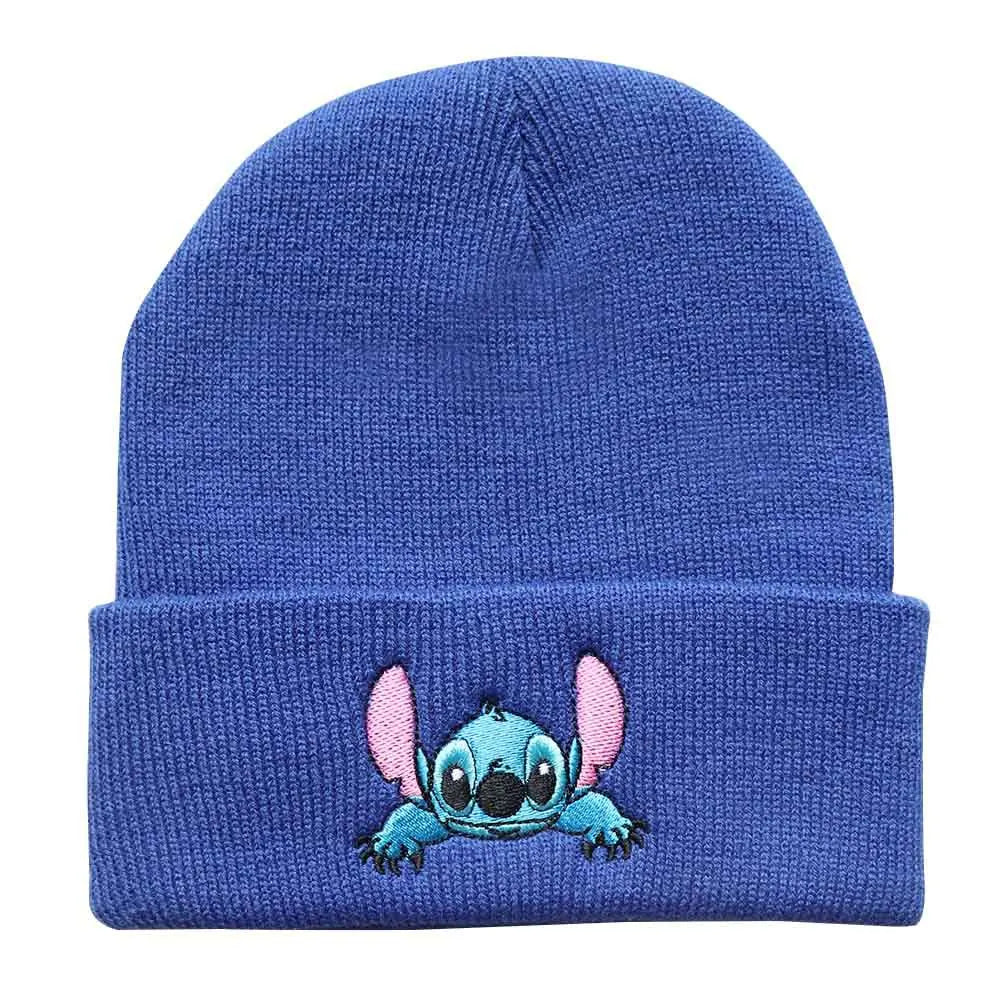 New Stitch Men Women Hat Fall Winter Trend Cartoon Woolen Hat Embroidery Student Knitted Hat Thermal Pullover Hat Children Gift
