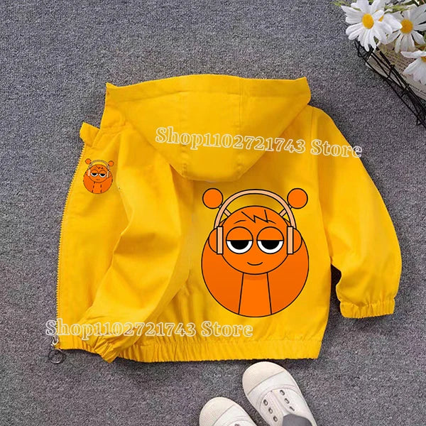 Veste Imperméable Sprunki Enfant - Coupe-Vent Cartoon Automne Hiver