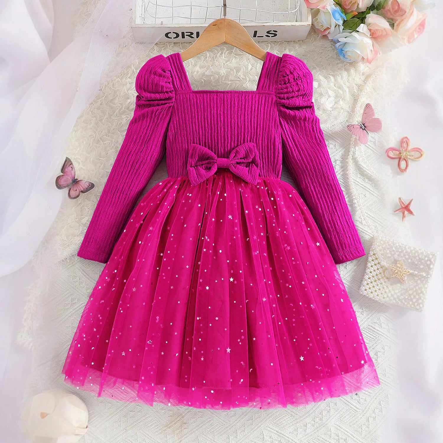 Robe de princesse fille pailletée – Tenue élégante pour fêtes & occasions (3 à 8 ans