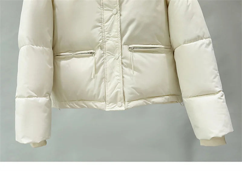 Manteau d'Hiver Femme Matelassé 2025 - Parka Courte Col Montant Chaud