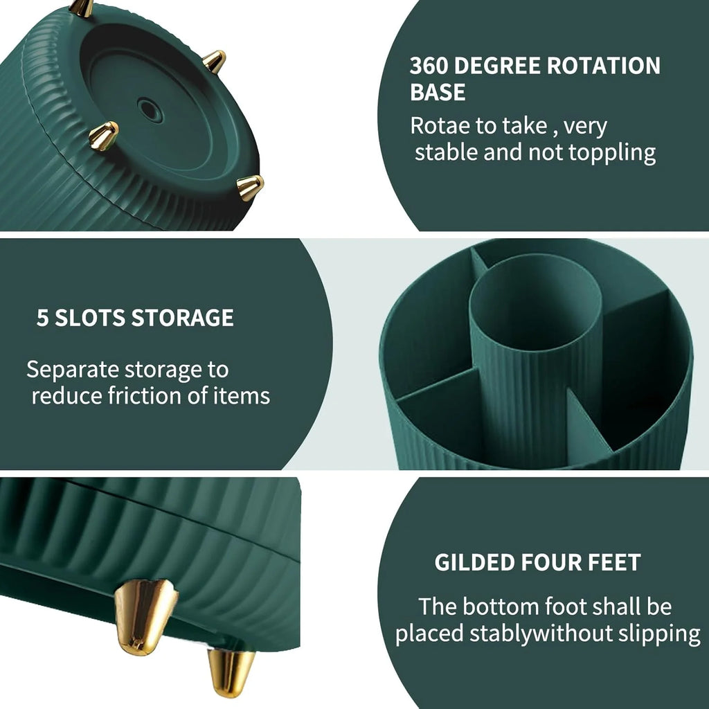 Rangement Maquillage Rotatif 360° - 5 Compartiments Organisateur Cosmétiques