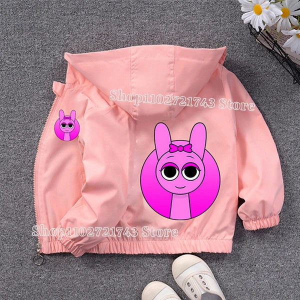 Veste Imperméable Sprunki Enfant - Coupe-Vent Cartoon Automne Hiver