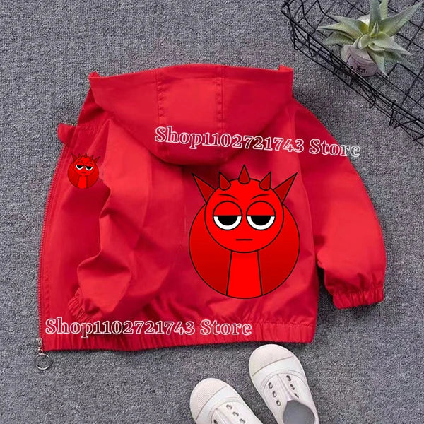 Veste Imperméable Sprunki Enfant - Coupe-Vent Cartoon Automne Hiver