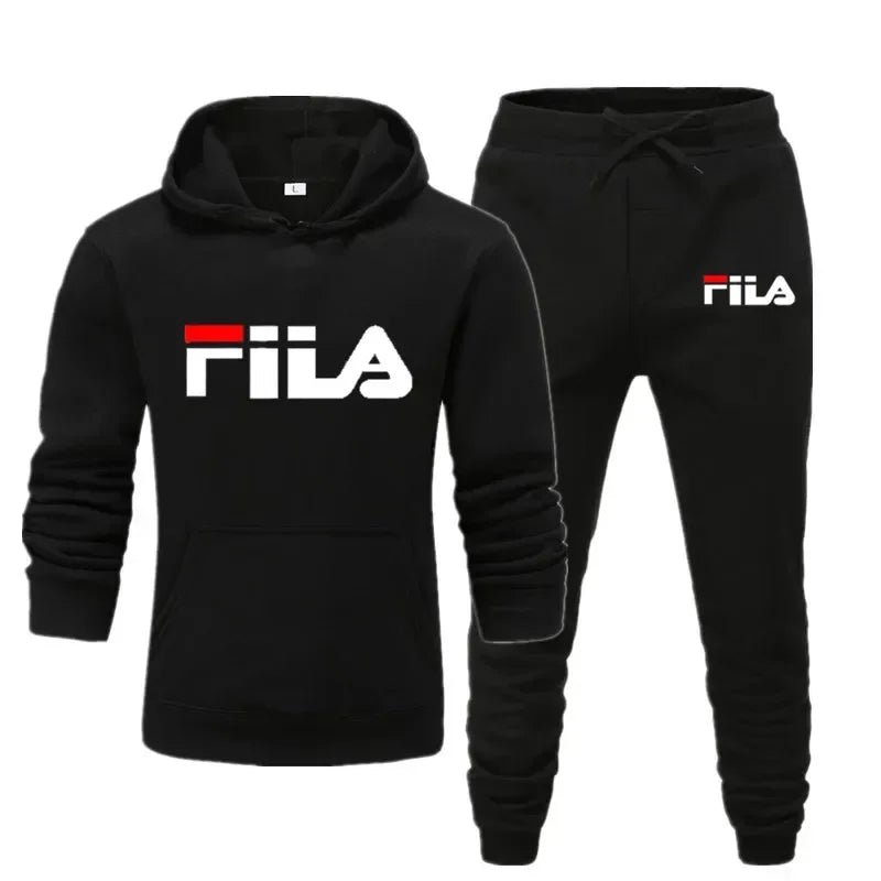 A new men's Spring and Autumn 2025 pullover hoodie + sweatpants two-piece fitness, fashion and casual jogging set
