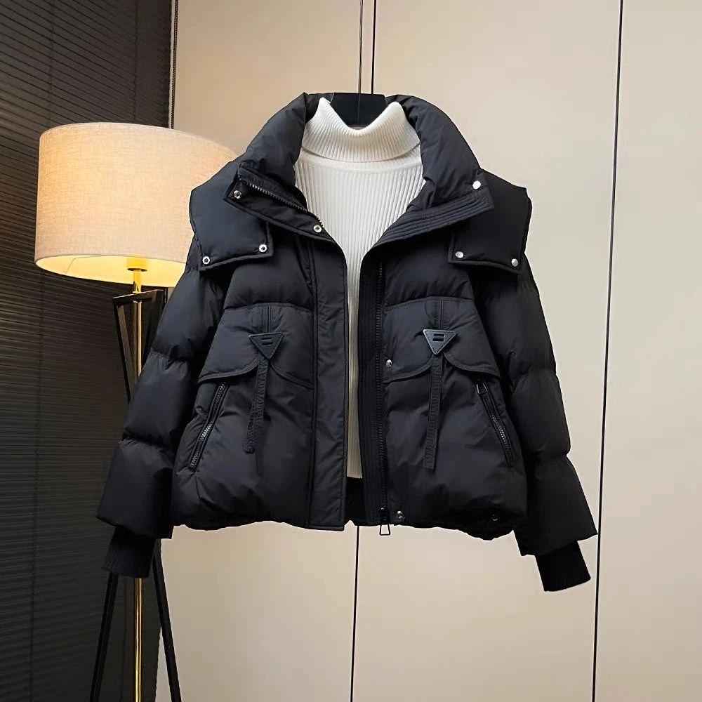 Women's Winter Puffer Jaet Thiened ort Loose Bread Sle Cotton Coat Warm Casual Outerwear Korean Version with ket