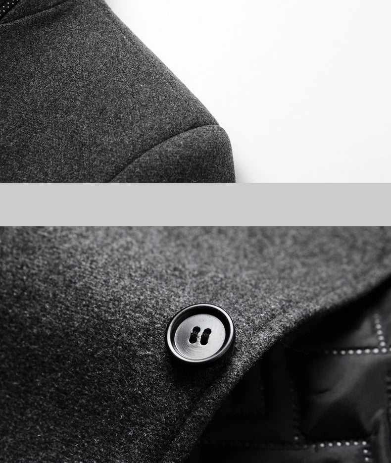 Manteau Homme Hiver BROWON - Style Chinois Col Montant Laine 2025