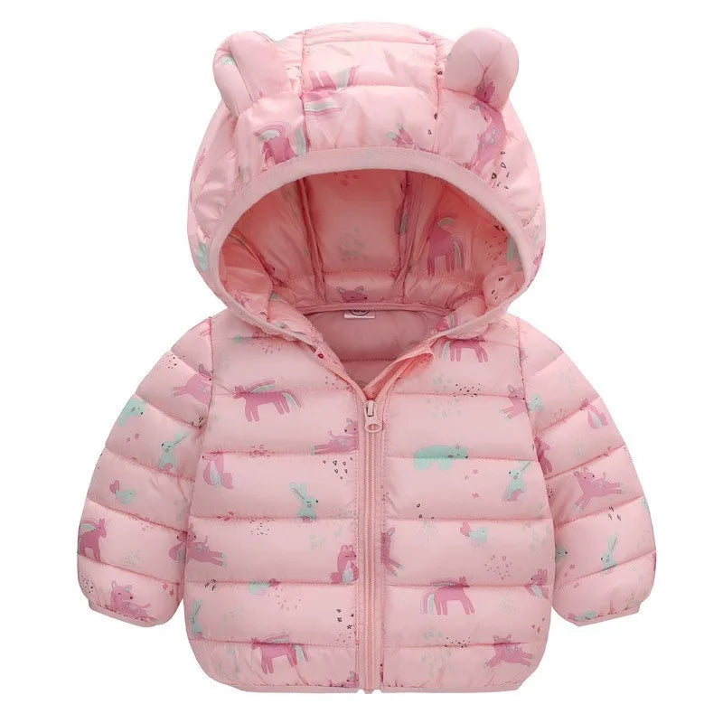 Doudoune Enfant à Capuche Dinosaure - Manteau Léger Automne Hiver 0-5 Ans