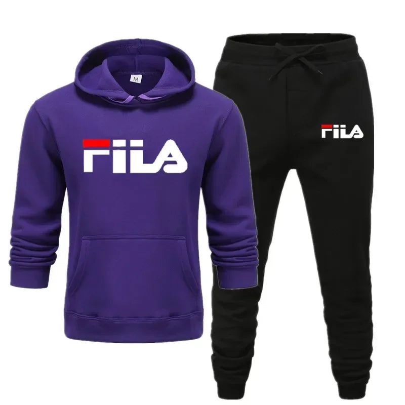 A new men's Spring and Autumn 2025 pullover hoodie + sweatpants two-piece fitness, fashion and casual jogging set