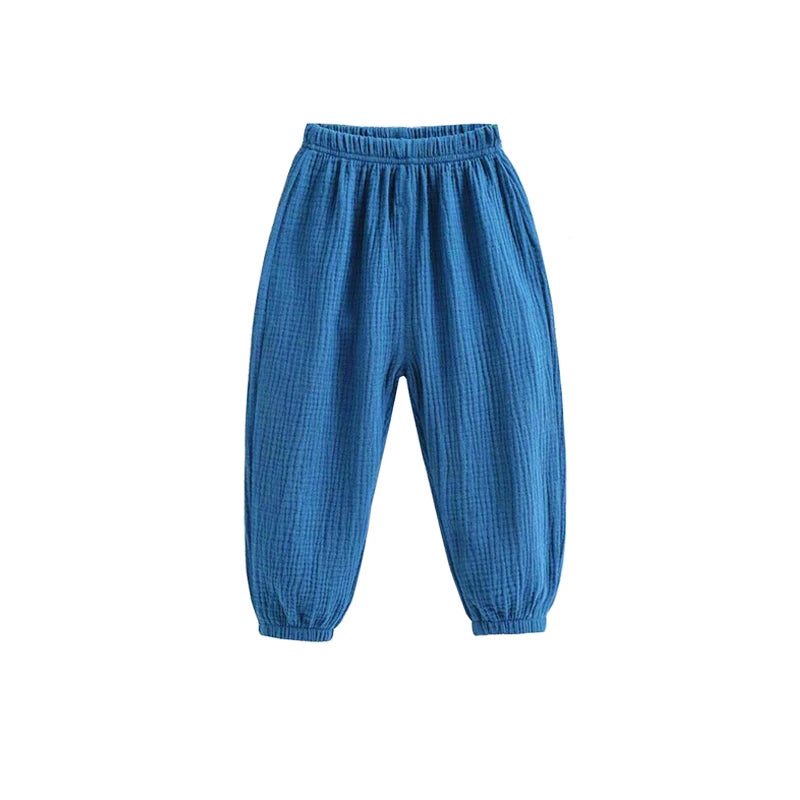 Pantalon Enfant Coréen Été - Fille Garçon Coton Lin Taille Haute