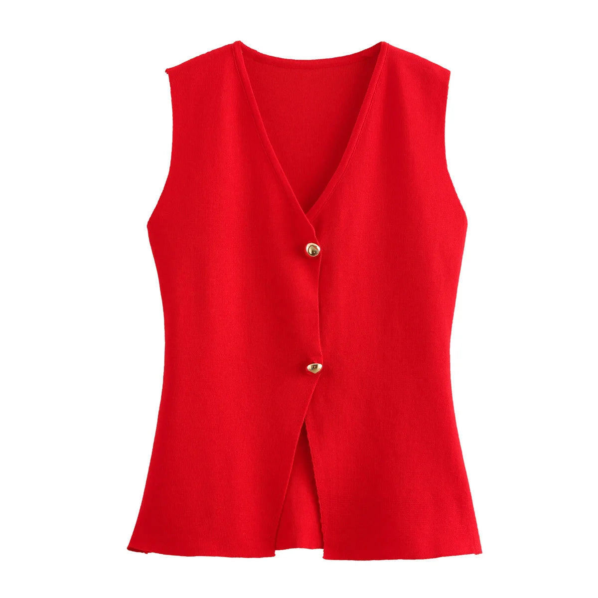 Gilet Femme en Maille – Débardeur Sans Manches avec Boutons, Style Été/Printemps