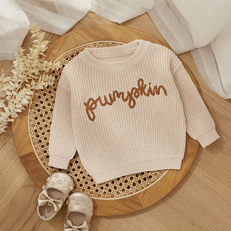 Pull Tricoté Bébé & Enfant – Automne/Hiver – Style Citrouille 🎃 Confort & Douceur