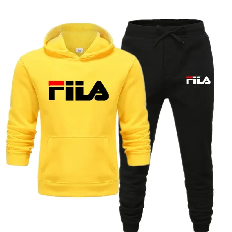 A new men's Spring and Autumn 2025 pullover hoodie + sweatpants two-piece fitness, fashion and casual jogging set