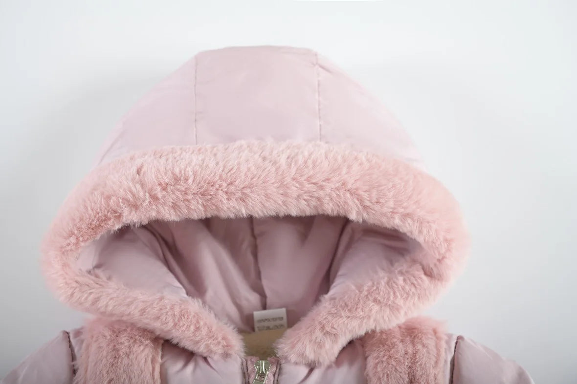 Veste Hiver Bébé Fille 1-4 Ans - Manteau Chaud à Capuche Papillon