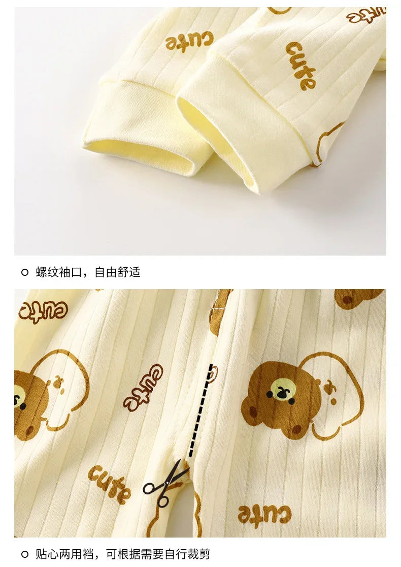 Pyjama Enfant Garçon Fille Coton Chaud - T-Shirt Manches Longues + Pantalon Cartoon