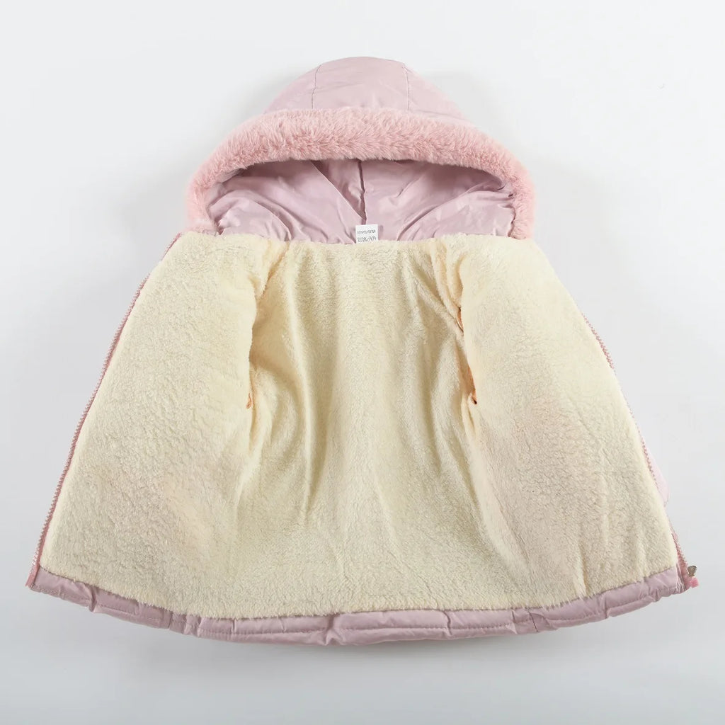 Veste Hiver Bébé Fille 1-4 Ans - Manteau Chaud à Capuche Papillon