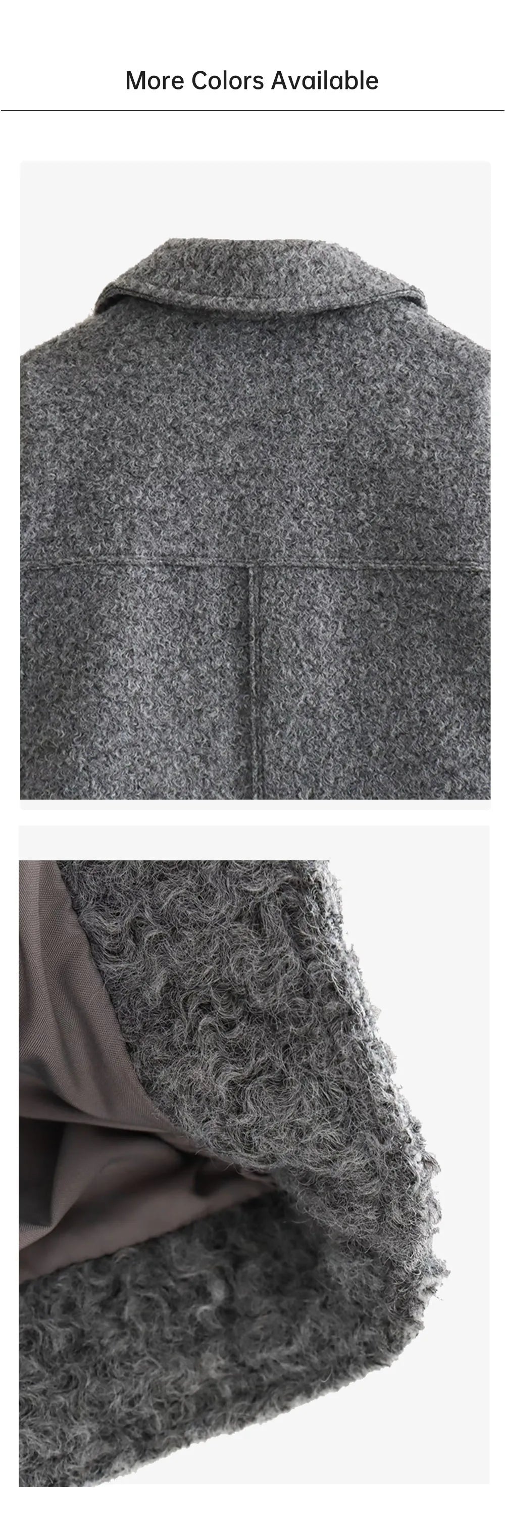 Veste Femme Laine Col Polo - Manteau Court Zippé Automne Hiver