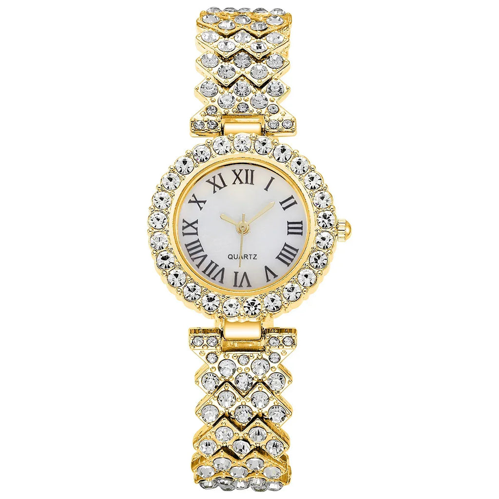 Set de 6 Montres Femme Strass Luxe - Bracelets Dorés Élégants