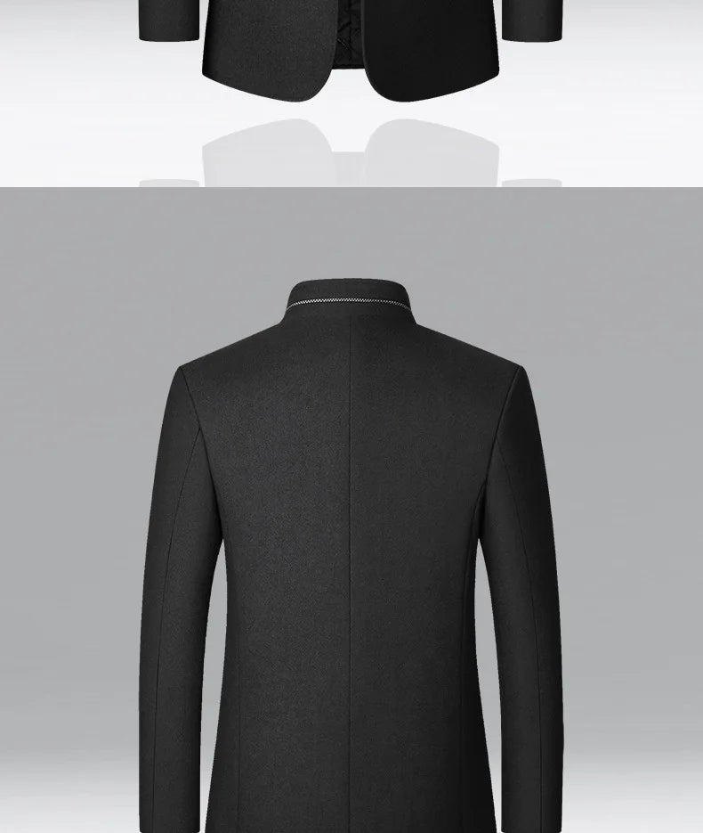 Manteau Homme Hiver BROWON - Style Chinois Col Montant Laine 2025