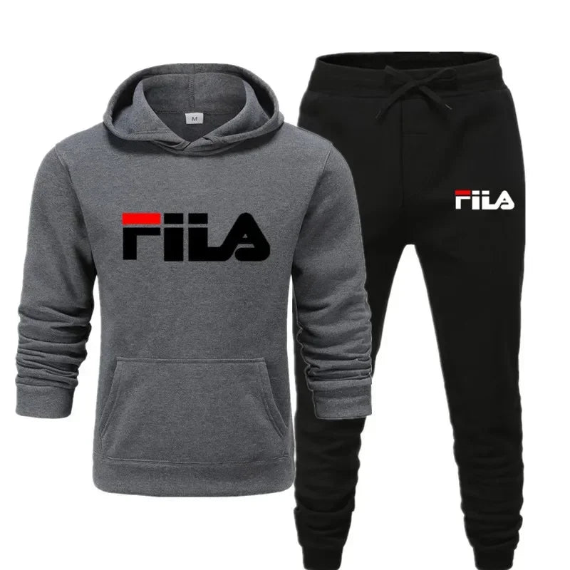 A new men's Spring and Autumn 2025 pullover hoodie + sweatpants two-piece fitness, fashion and casual jogging set