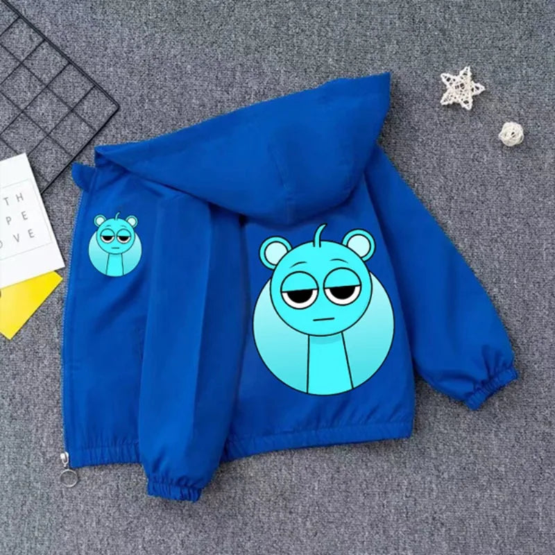 Veste Imperméable Sprunki Enfant - Coupe-Vent Cartoon Automne Hiver