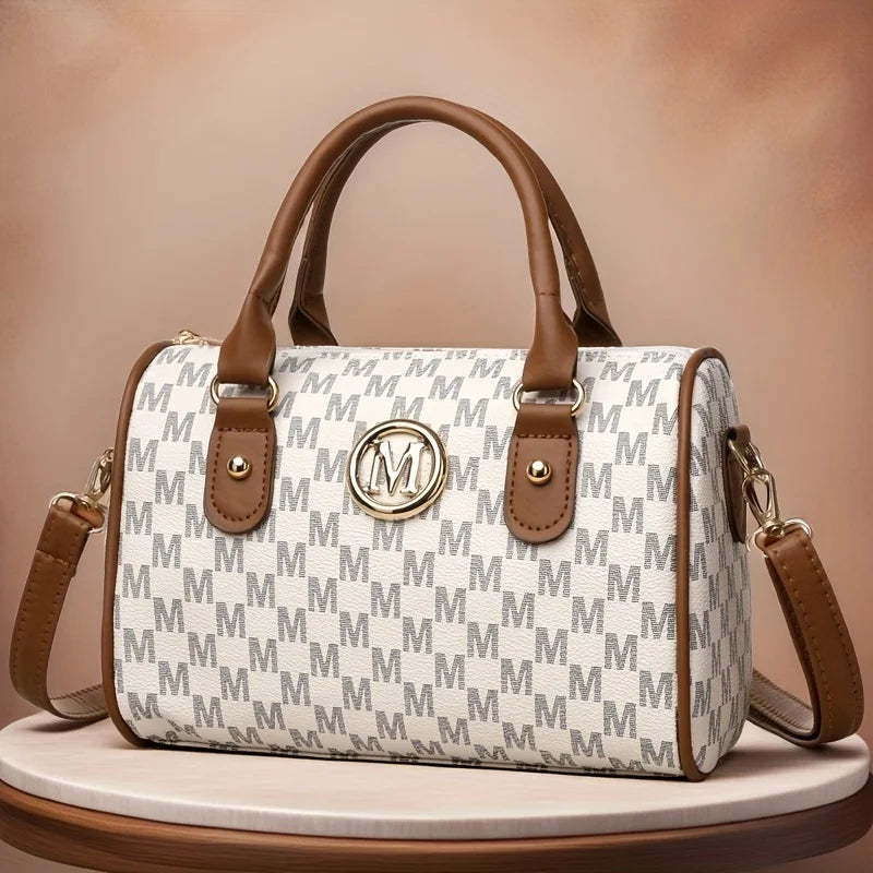 Sac à Main Femme Petit avec Logo M Doré - Bandoulière Crossbody Cuir Synthétique