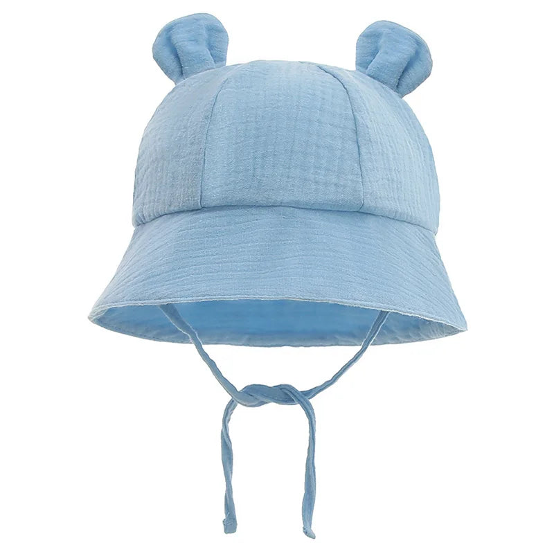 Chapeau Bébé en Coton – Casquette Bob avec Oreilles 🐻 | Protection Soleil – 3 à 12 mois