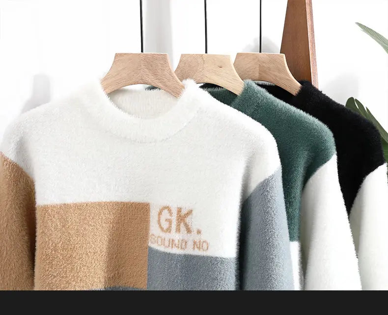 Pulls hommes 2025 Motif de lettres d’hiver Pull épais pour hommes Pulls de jeunes étudiants automne Pulls en laine pour hommes pleine taille S-3XL