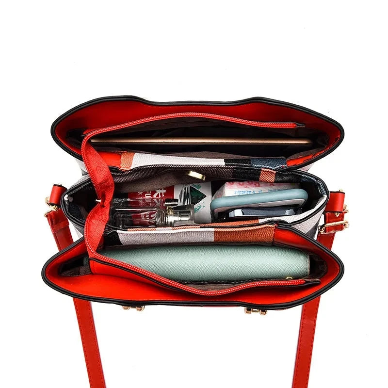 Sac Messenger Femme Cuir PU Vintage - Bandoulière Crossbody à Carreaux