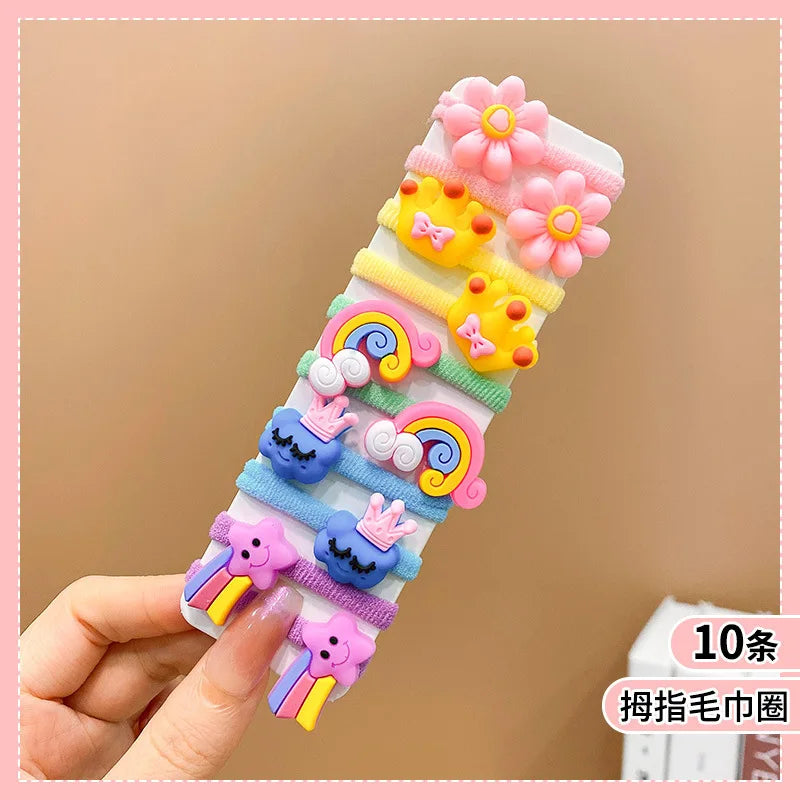 Lot de 10 Élastiques Cheveux Enfant – Colorés, Élastiques et Accessoires Mignons pour Filles