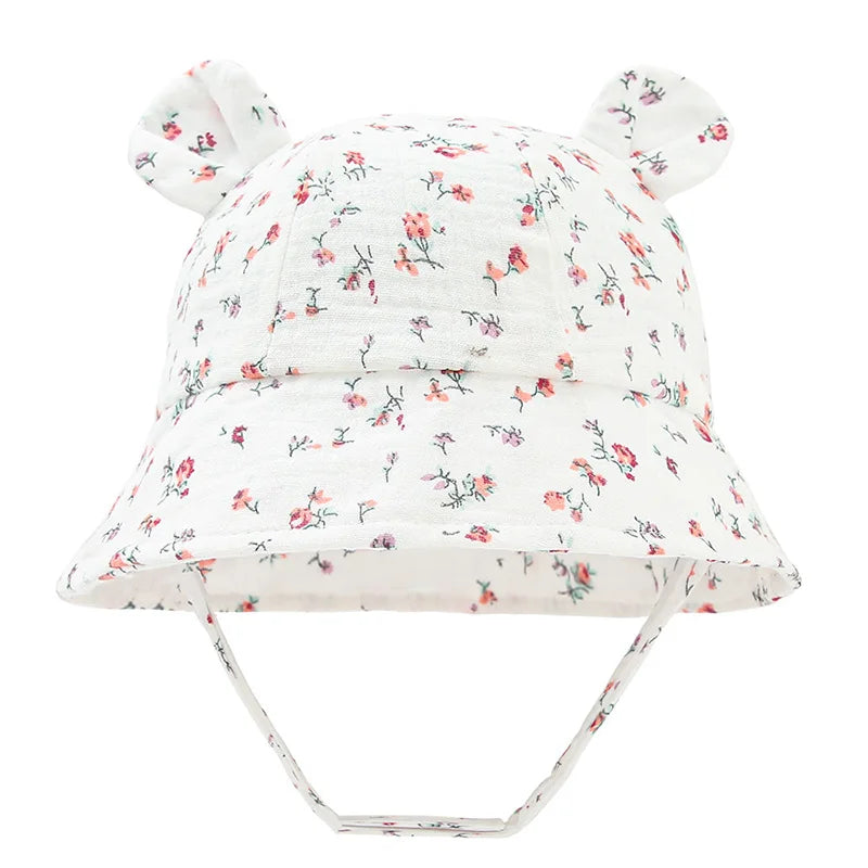 Chapeau Bébé en Coton – Casquette Bob avec Oreilles 🐻 | Protection Soleil – 3 à 12 mois