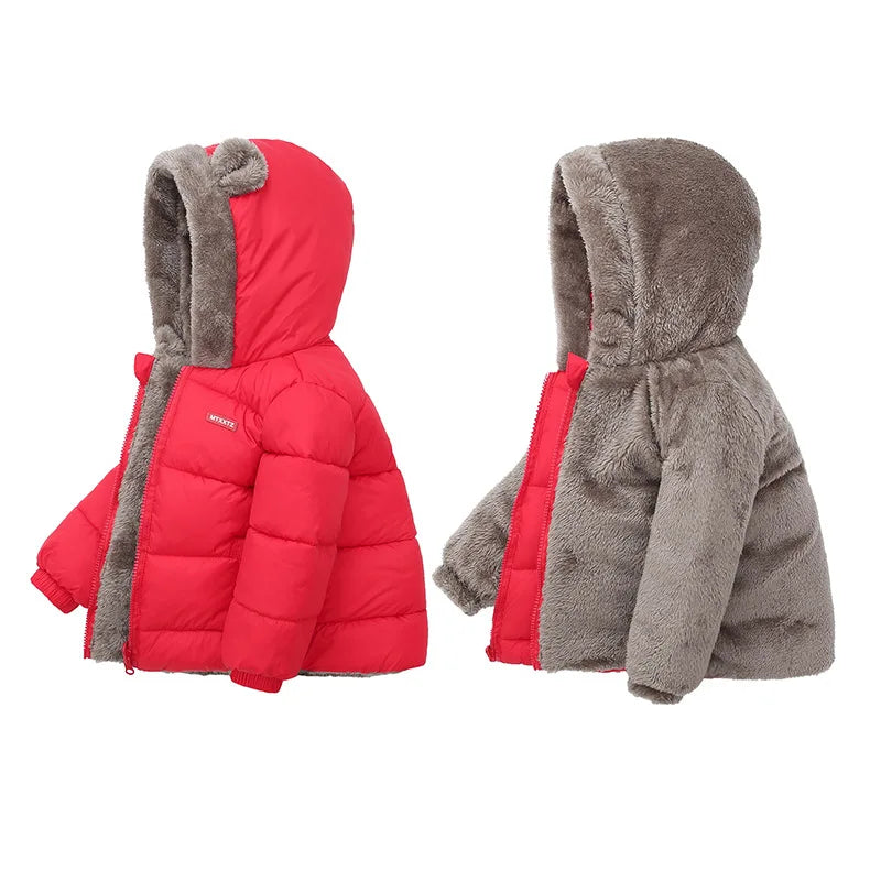 Veste Enfant Épaisse à Capuche - Manteau Chaud Garçon Fille 2-6 Ans